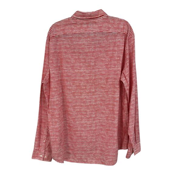 NWT Michael Kors Red White Horizonal Stripe Button Down Long Sleeve Shirt XXL - Picture 8 of 8